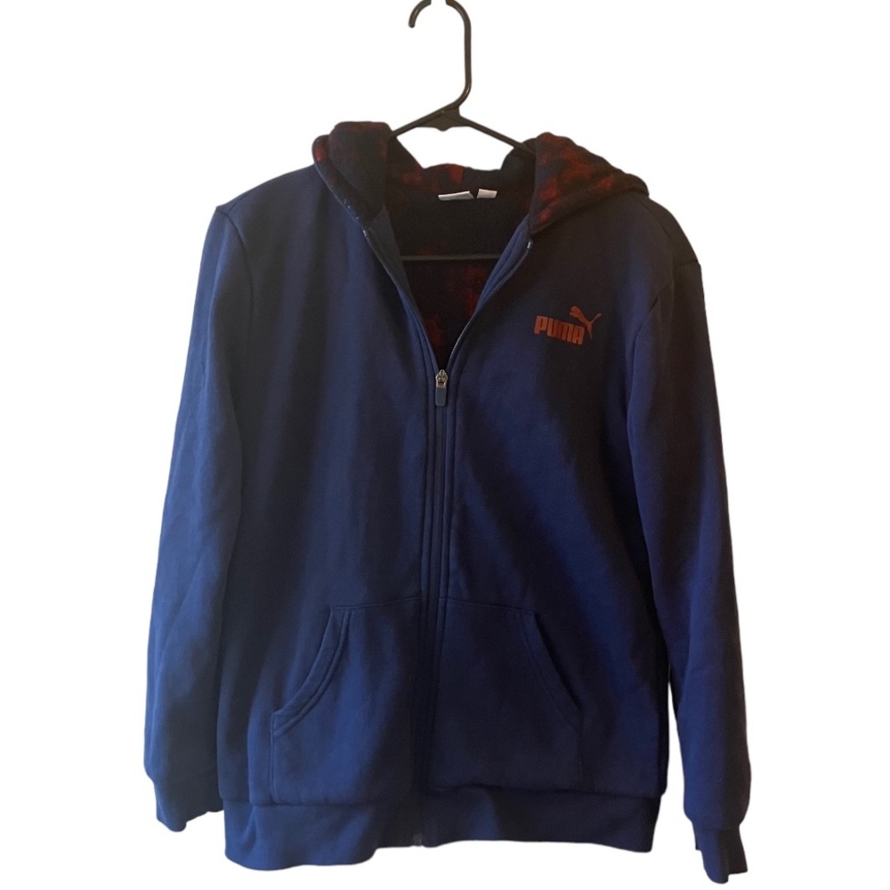 Puma Fleece Lined Navy Tracksuit. Size 14/16. 2 Piece Set.Navy with Red Logo